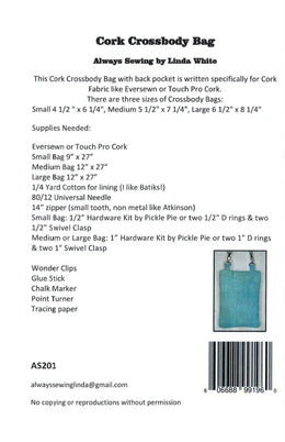 Cork Crossbody Bag Pattern