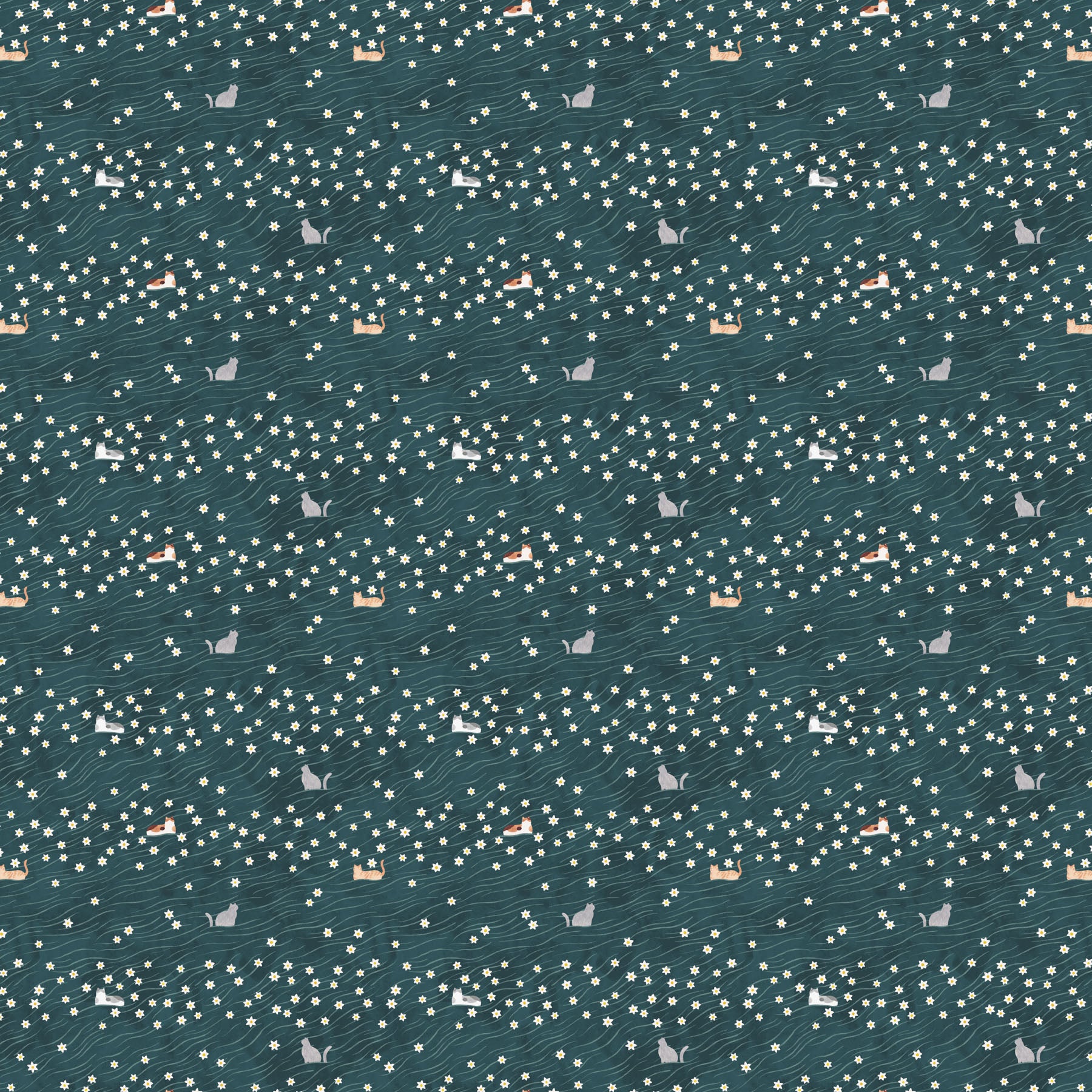 Paws & Play - Cat Field, Teal