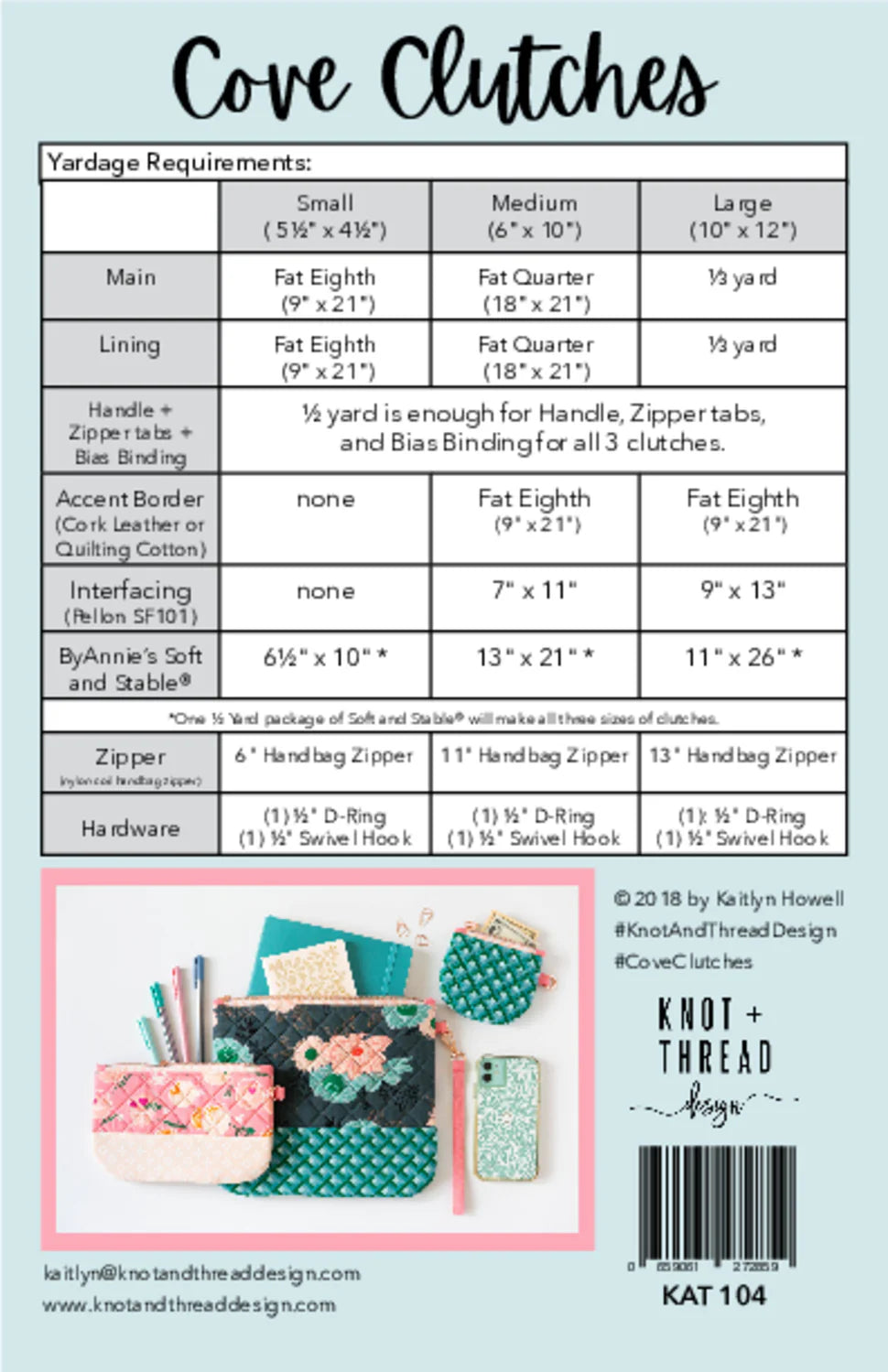 Cove Clutches Pattern
