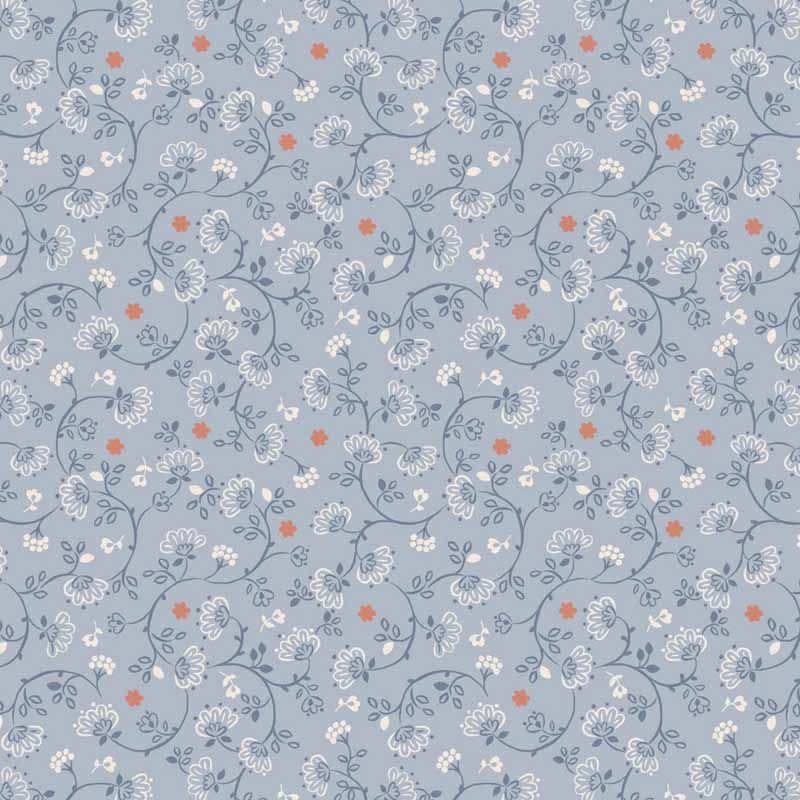 Lewis & Irene Wide Widths 108", Flower Chains, Blue