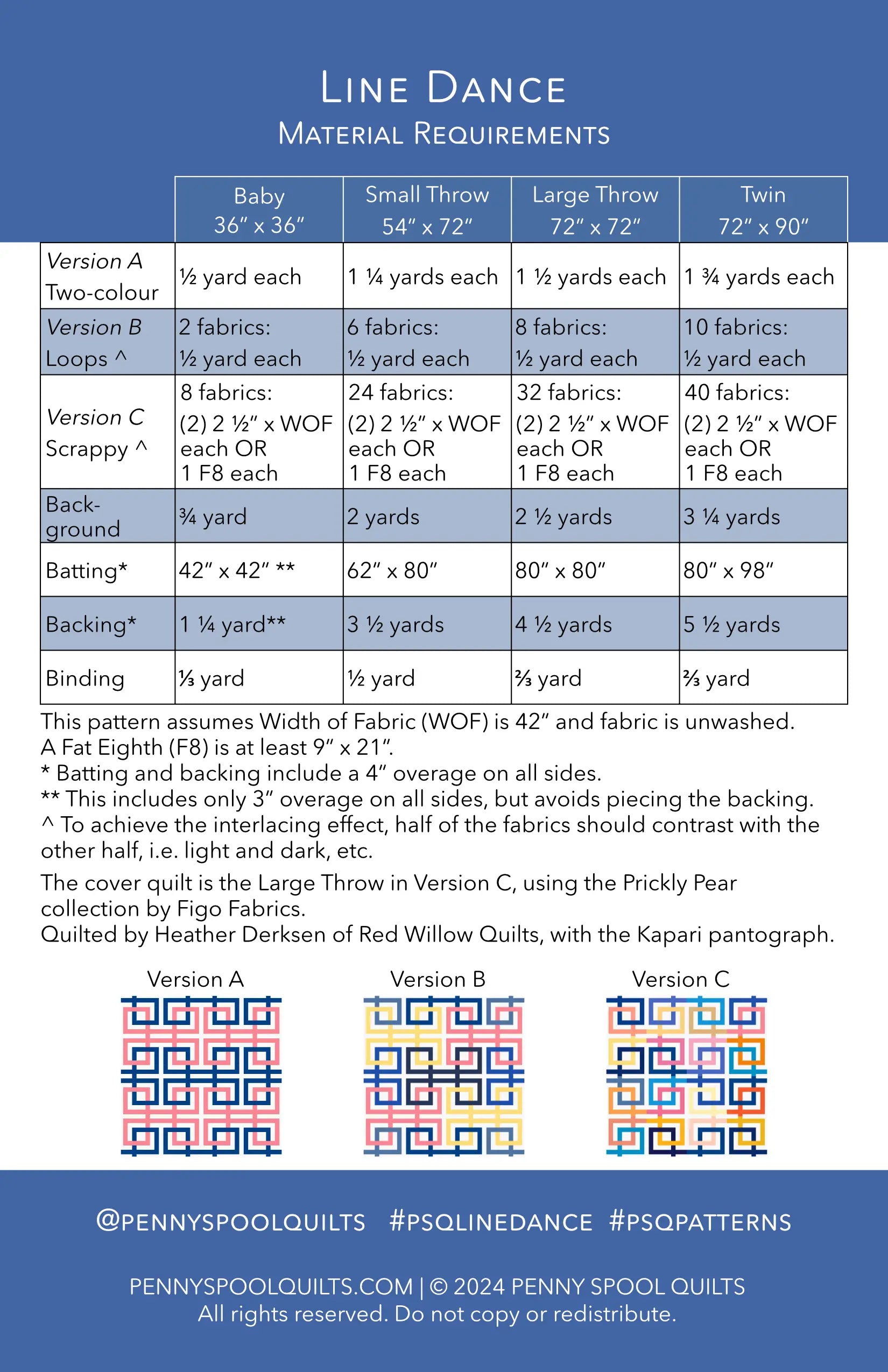 Penny Spool Quilts Patterns, Line Dance Quilt Pattern