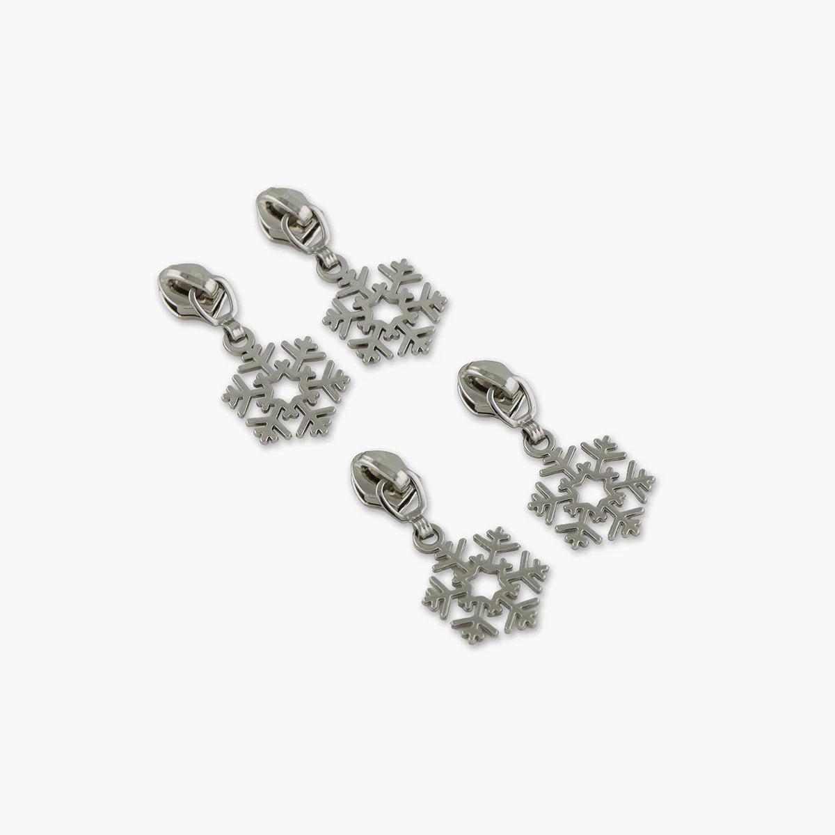 Sallie Tomato Zipper Pull, Snowflake - Nickel, 4pk