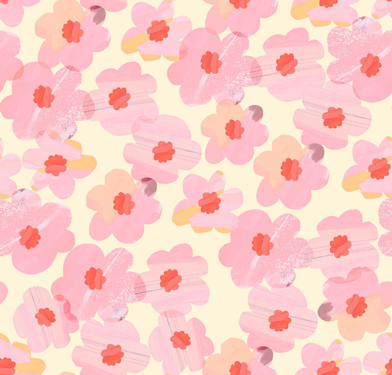 Flower Market by Wee Blue Bell for Lewis & Irene, Roses, Pink