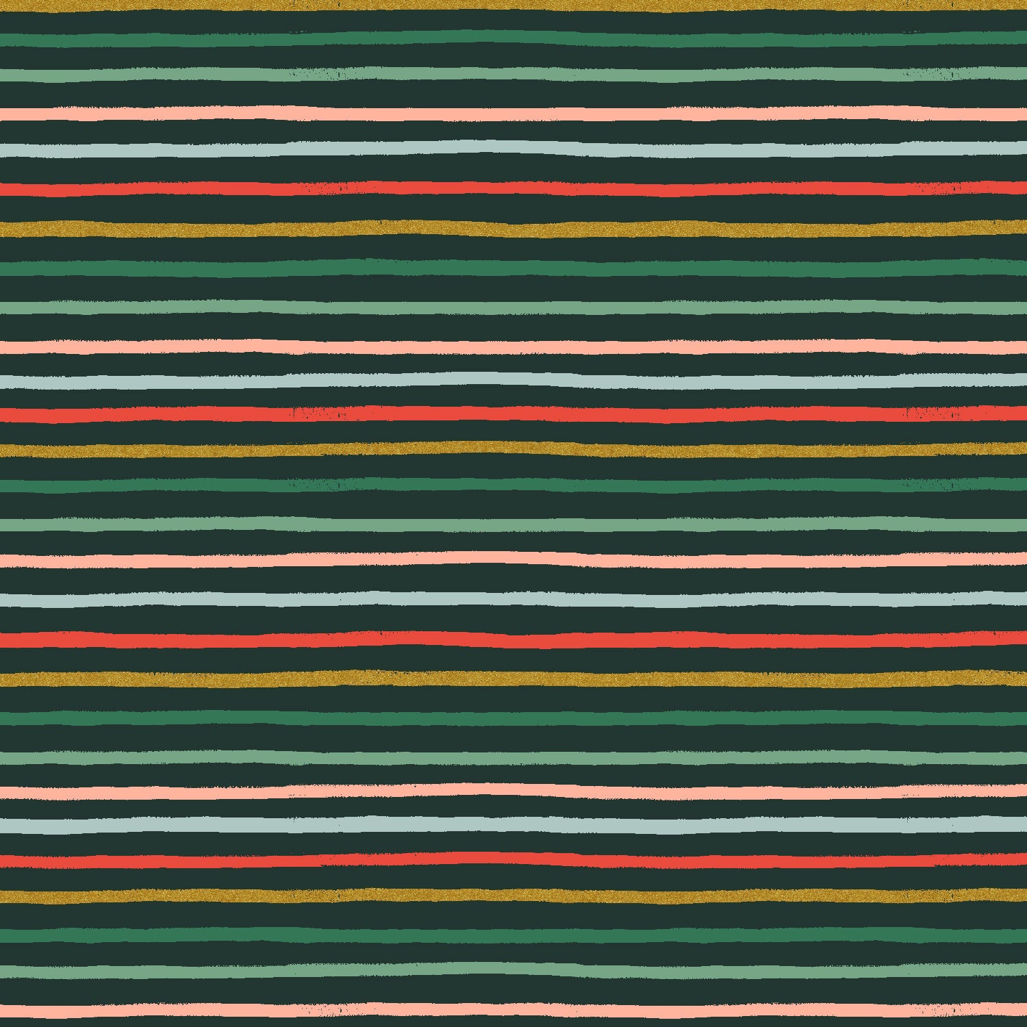Holiday Classics by Rifle Paper Co, Festive Stripes in Evergreen Metallic