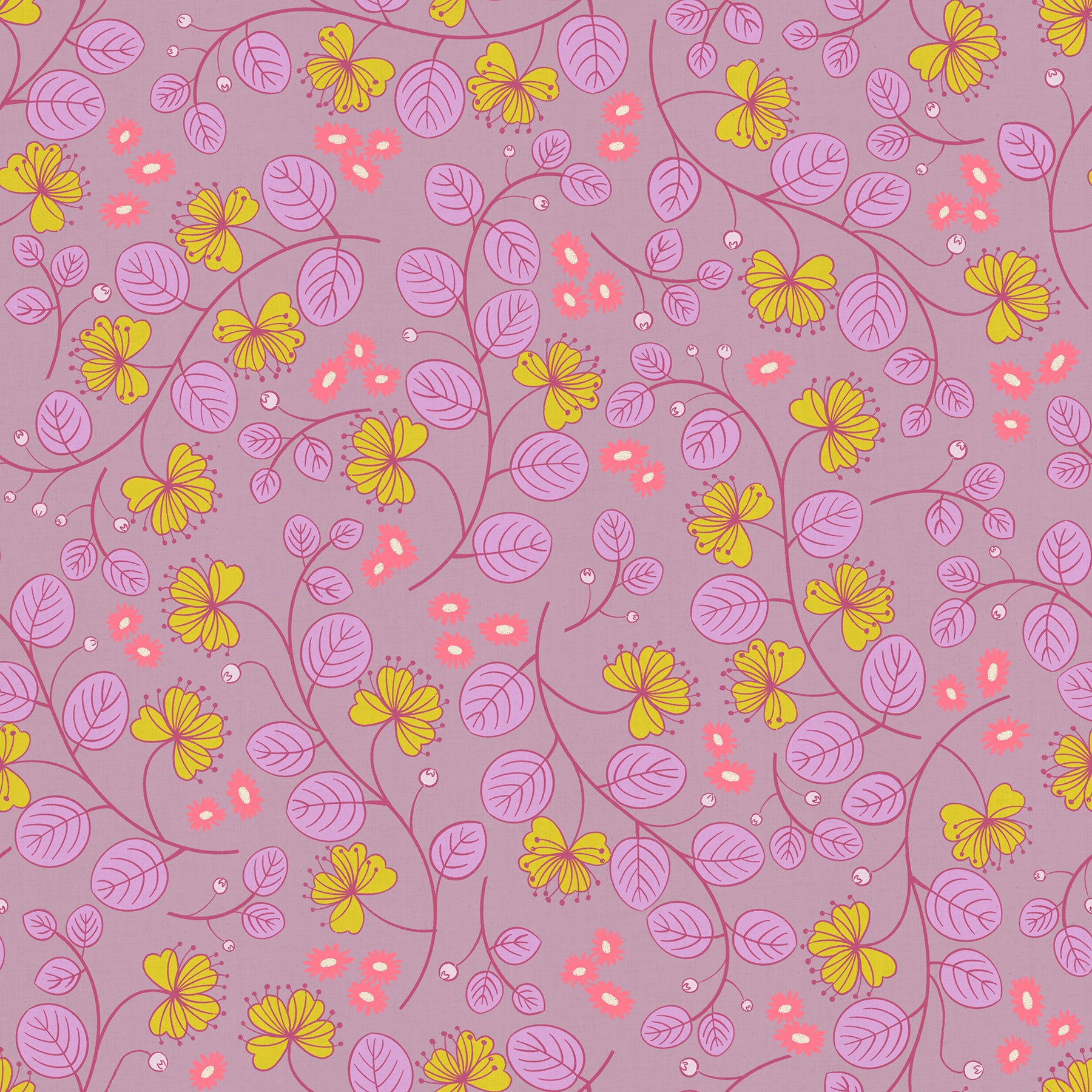 Lofi Linens by Rashida Coleman-Hale of Ruby Star Society, Caper Floral, Lilac (85% Cotton, 15% Linen)