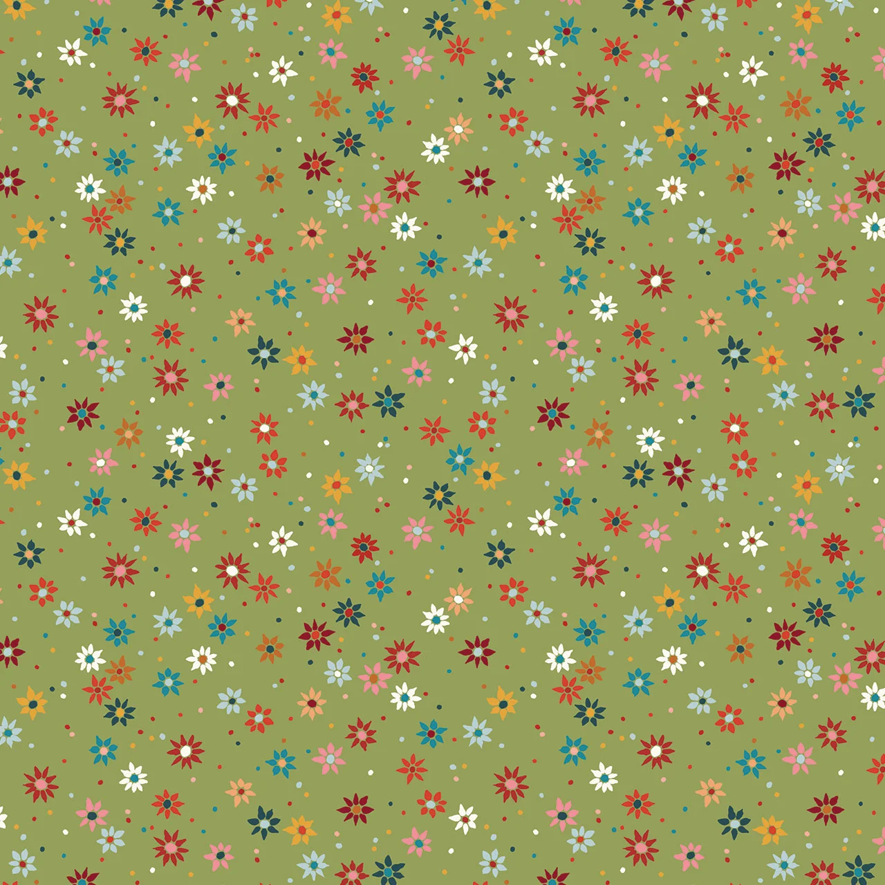 Harvest Heritage by Thread & Ink, Ditzy Star, Olive