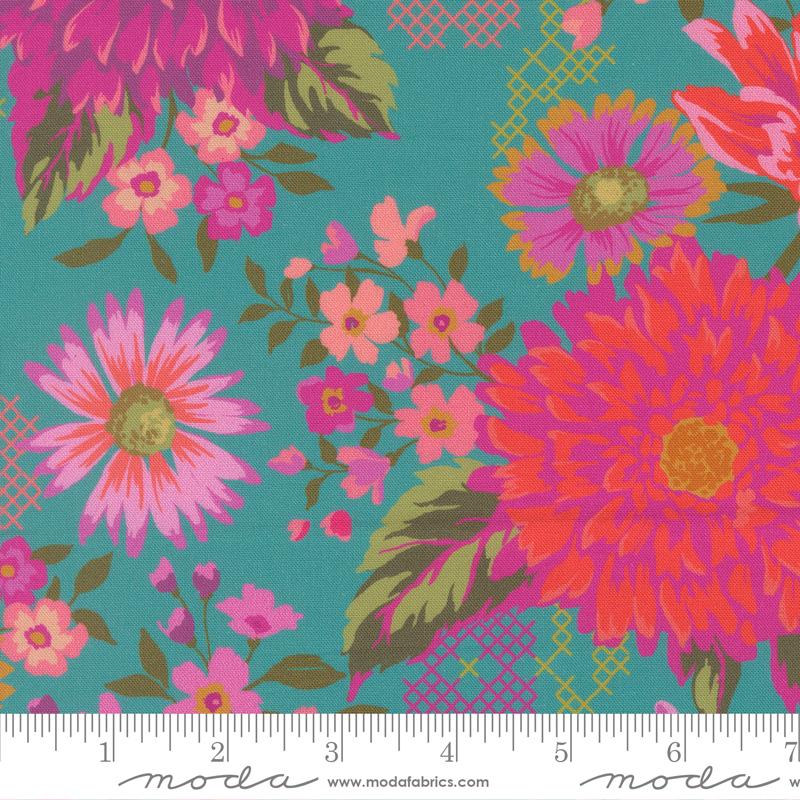 Parlor by Crystal Manning for Moda, Happy Blooms - Teal