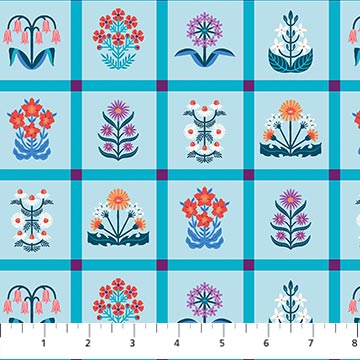 Once Upon A Charm by Josephine Kimberling for Figo Fabrics, Garden Beds, Blue