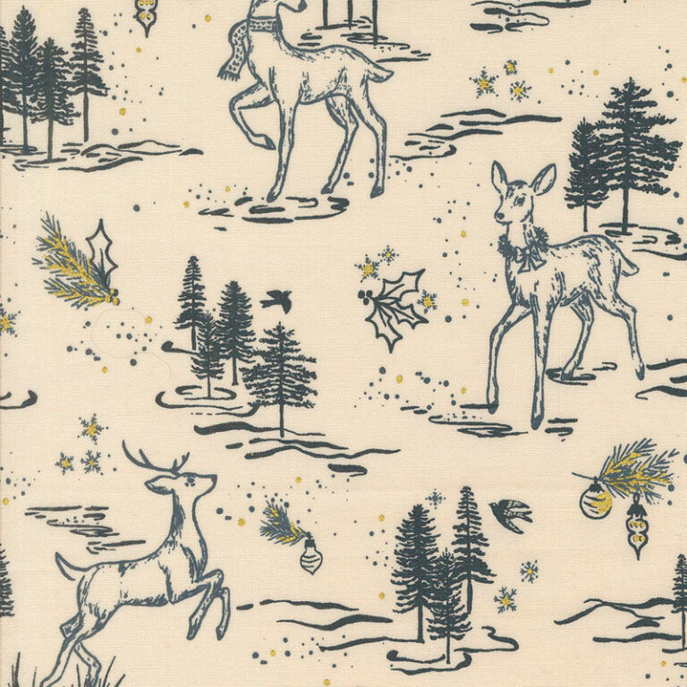 Old World Yuletide, Oh Deer Toile, Eggshell