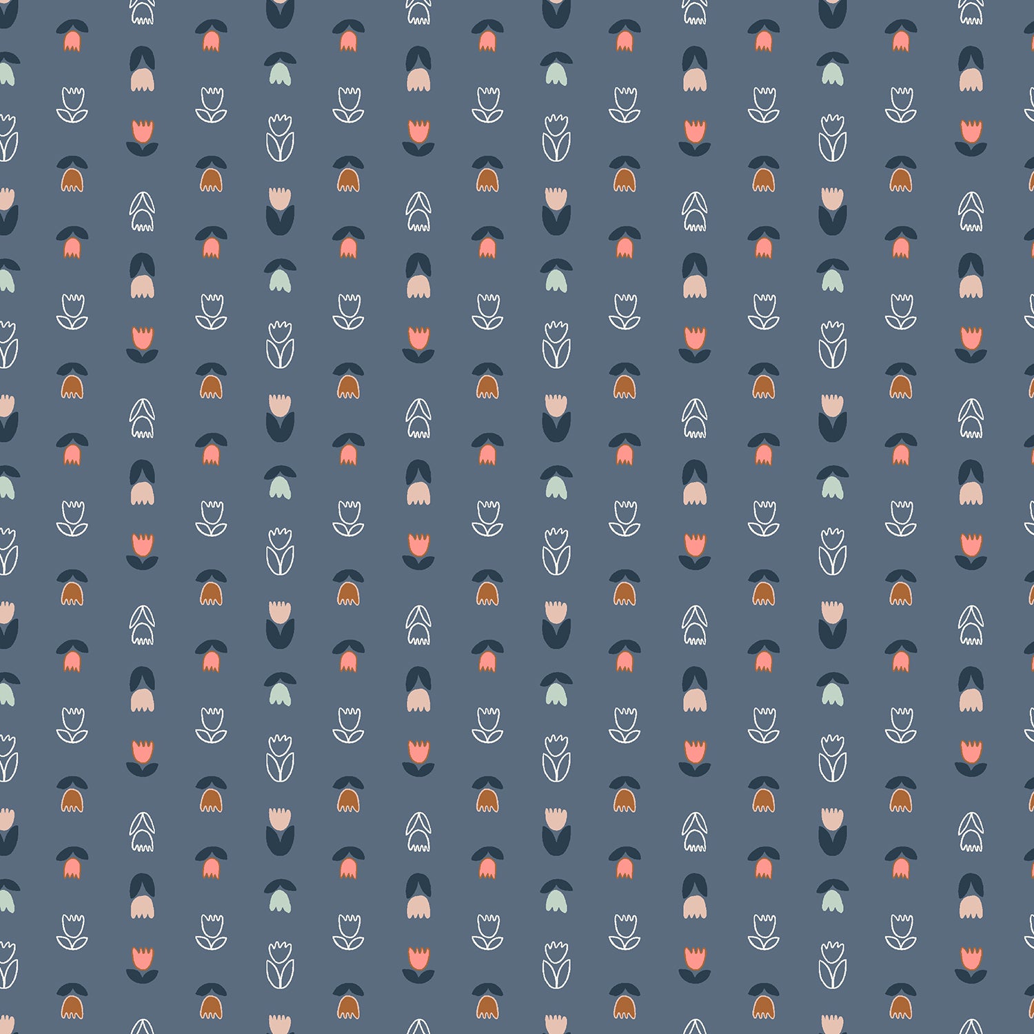 Britta's Kitchen, Tiny Tulips, Slate Blue