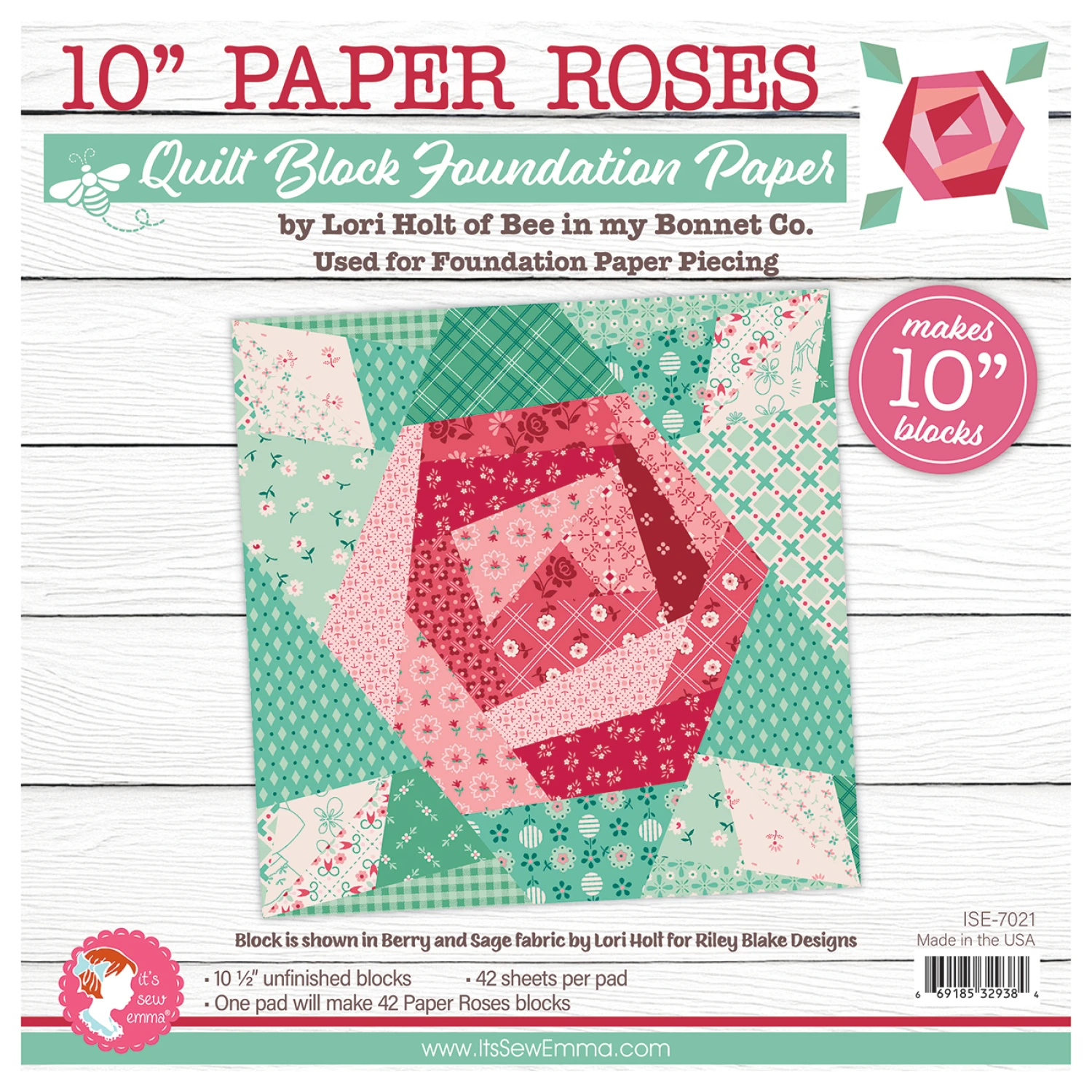 Lori Holt Paper Roses 10in Foundation Paper Pad