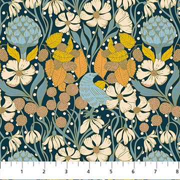 Bramble & Bloom by Katie O'Shea for Figo Fabrics, Bramble Bush, Navy
