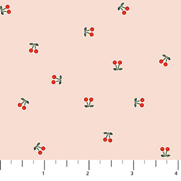 Cherry Orchard by Bernadett Urbanovics for Figo Fabrics, Ditsy Cherries, Rose