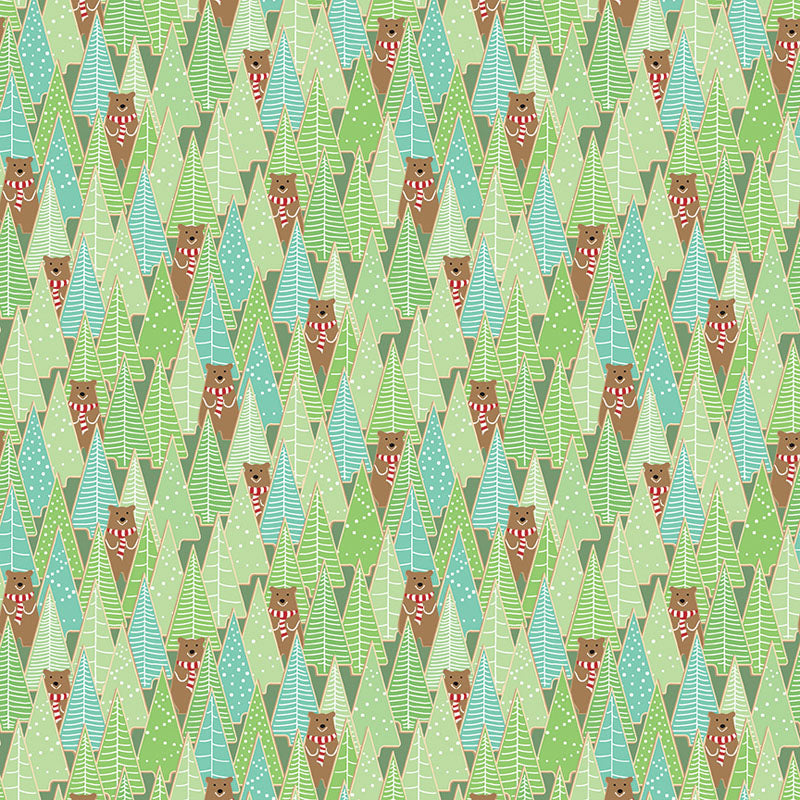 Gingerbread Lane by Contempo Studio for Benartex, Forest, Pine