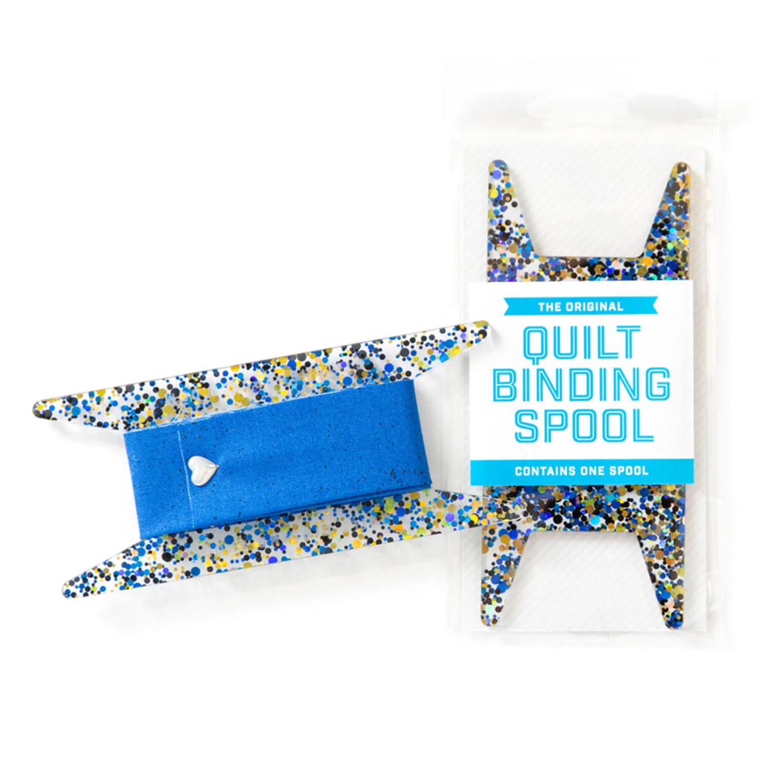 Quilt Binding Spool, Blue, Black & Gold Glitter
