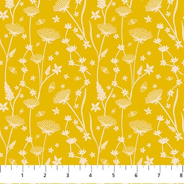 Bramble & Bloom by Katie O'Shea for Figo Fabrics, Floral, Gold