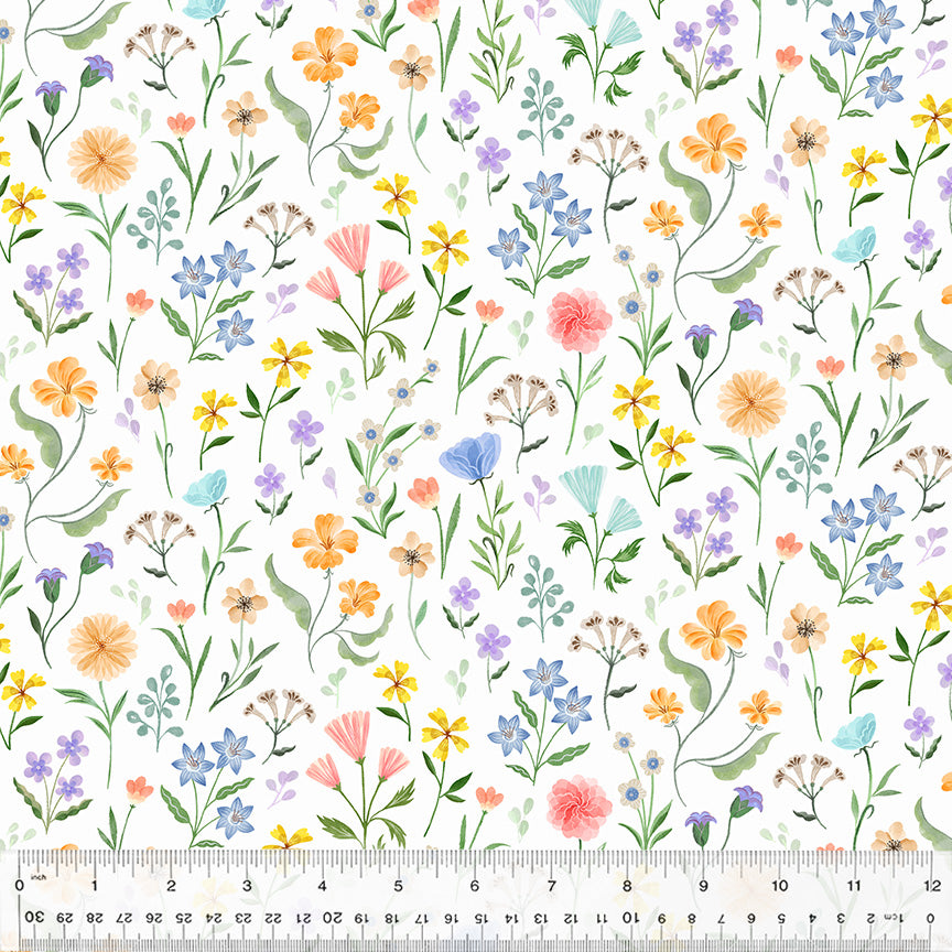 Cats In The Garden, Flower Field, White