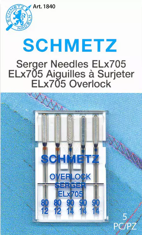 Schmetz Serger Needles, 5-pack, Assorted 80,90 (ELx705)
