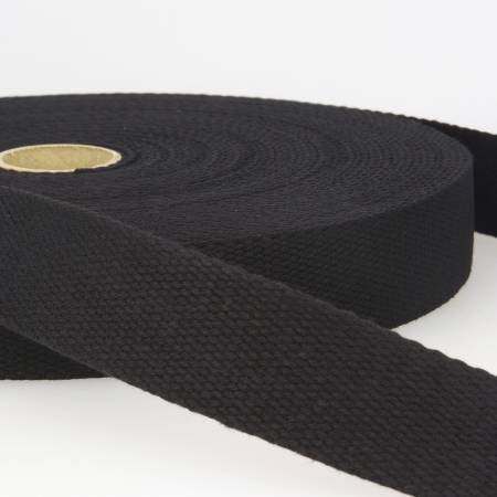 Cotton Webbing 40mm Black - priced per 1/4 metre  ($6.40 per metre)