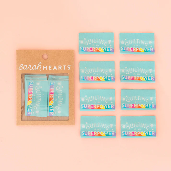 Sarah Hearts Quilting Is My Superpower Labels, 8 ct