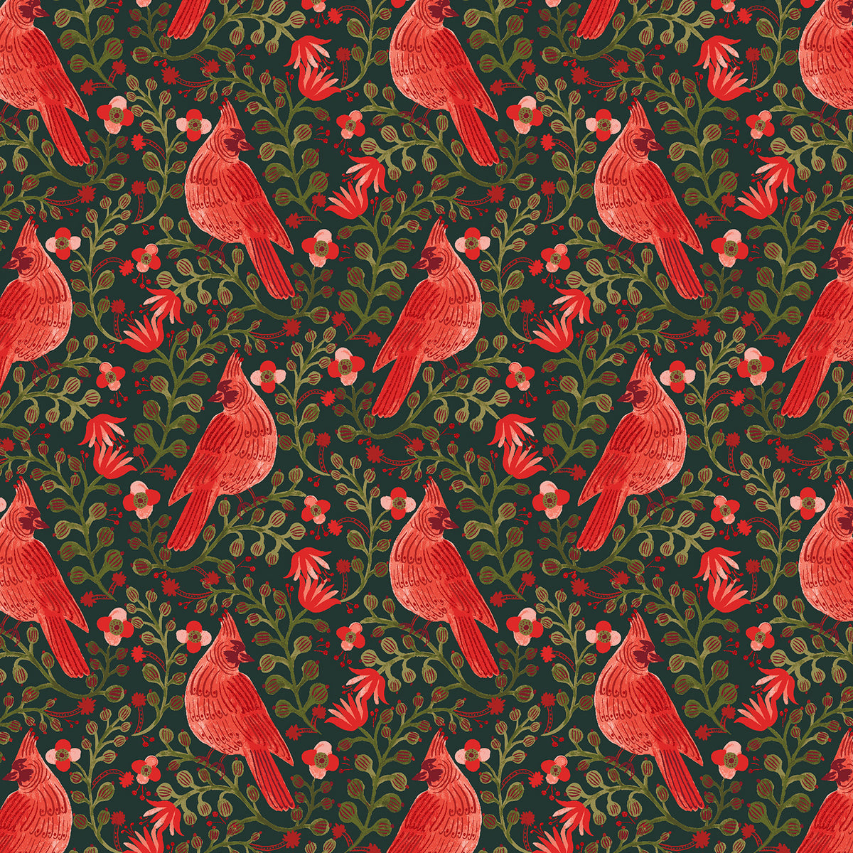 Holiday Classics V by Rifle Paper Co., Cardinals, Evergreen Metallic Coloured
