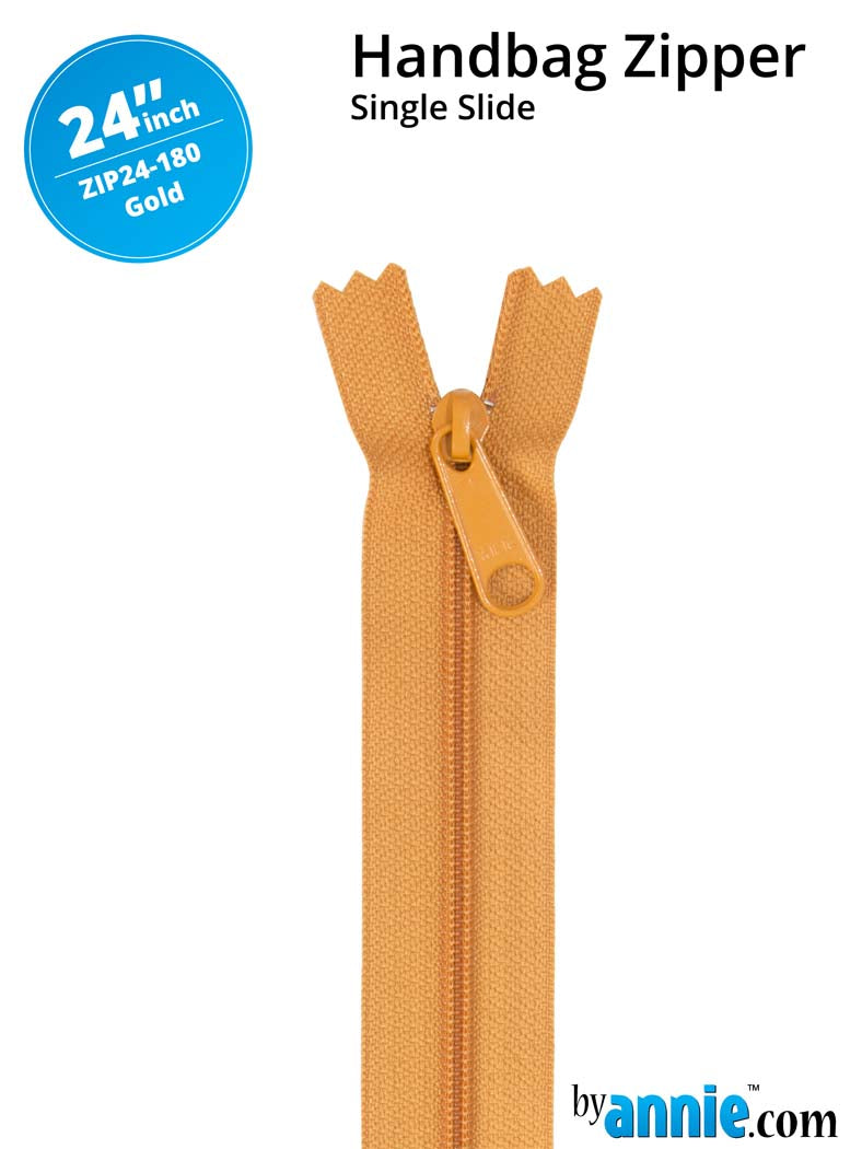 By Annie, 24" Single Slide Zipper, Gold