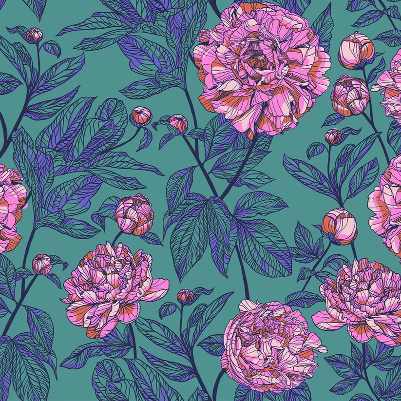 Indelible by Anna Maria, Jade Peony *Wideback 108"