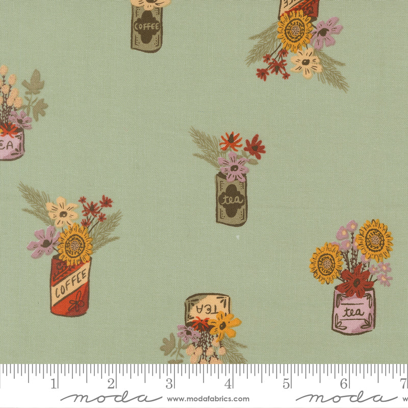 Windfall by Fancy That Design House for Moda, Vintage Flower Jars, Aqua