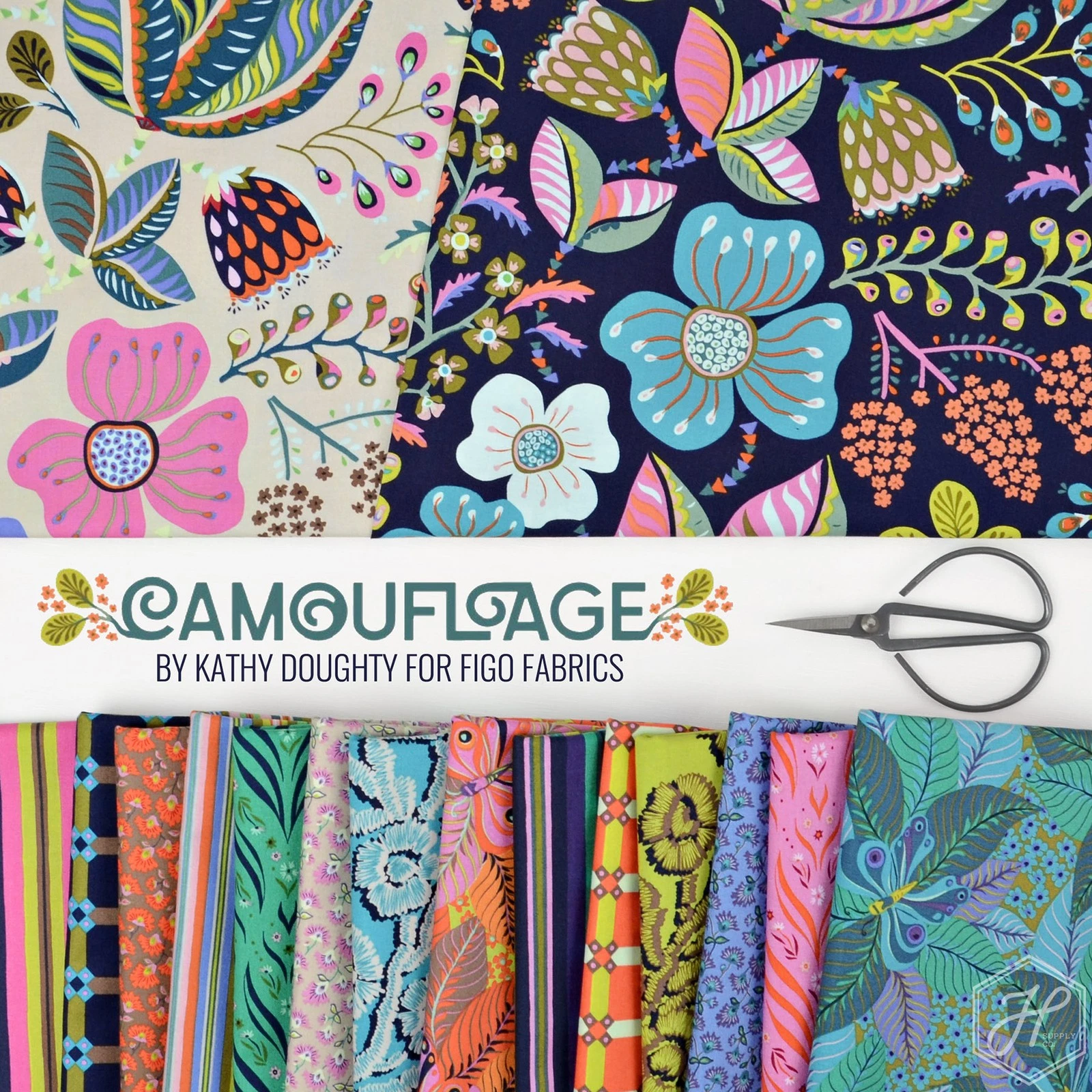 Camouflage by Kathy Doughty for Figo, Layer Cake, 42 pc.