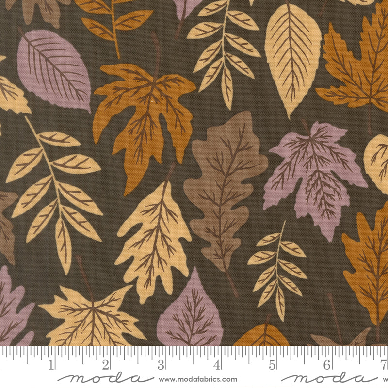 Windfall by Fancy That Design House for Moda, Leaf Fall, Dark Moss