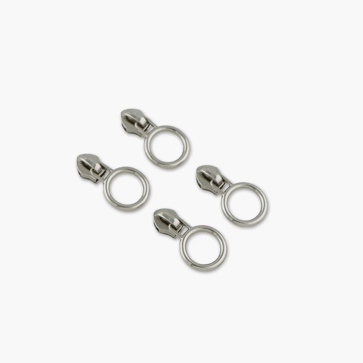 Sallie Tomato Zipper Pulls, Circles - Nickel, 4pk