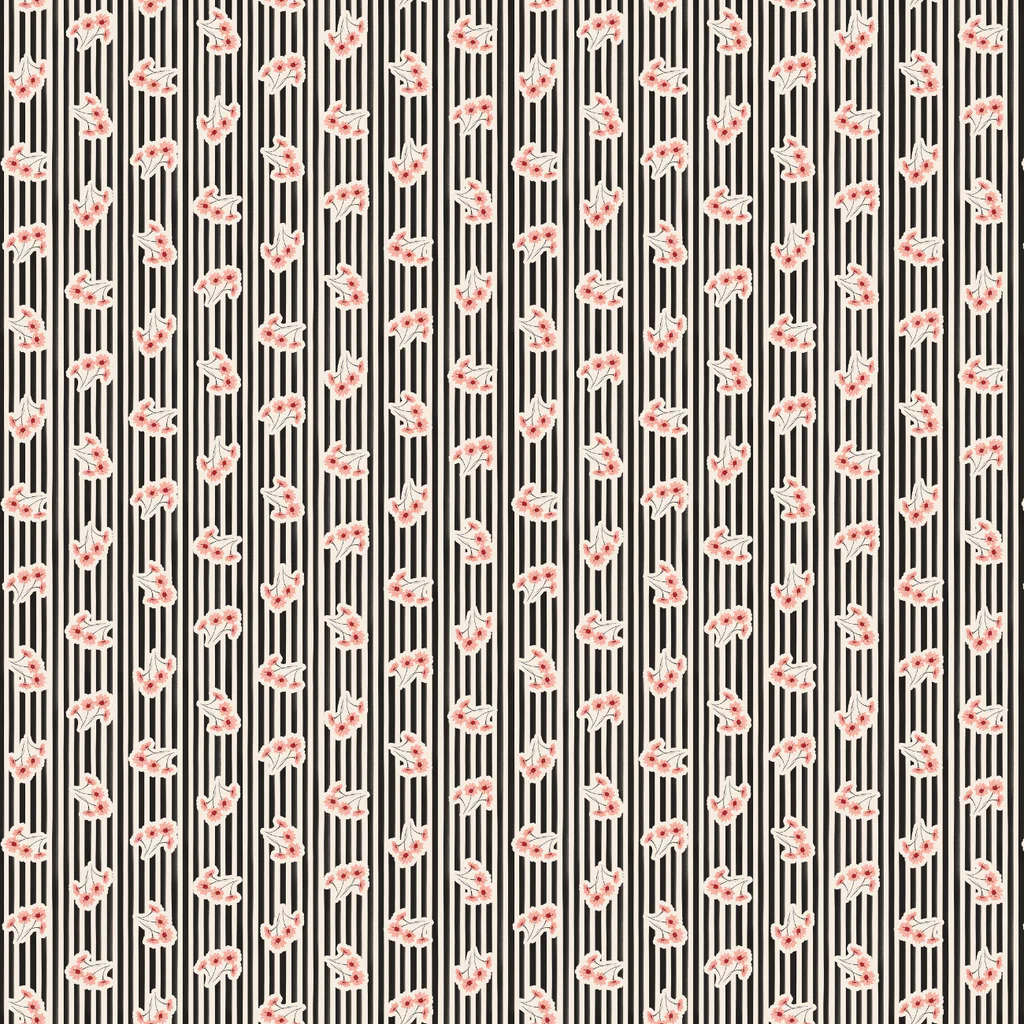 Blooms and Bows by Gabrielle Neil, Stems and Stripes, Black