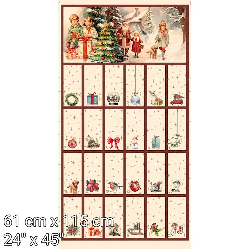 Vintage Christmas Calendar by Stof 24"x45" Panel