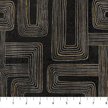 Gatsby by Deborah Edwards for Figo Fabrics, Rectangles, Black Taupe