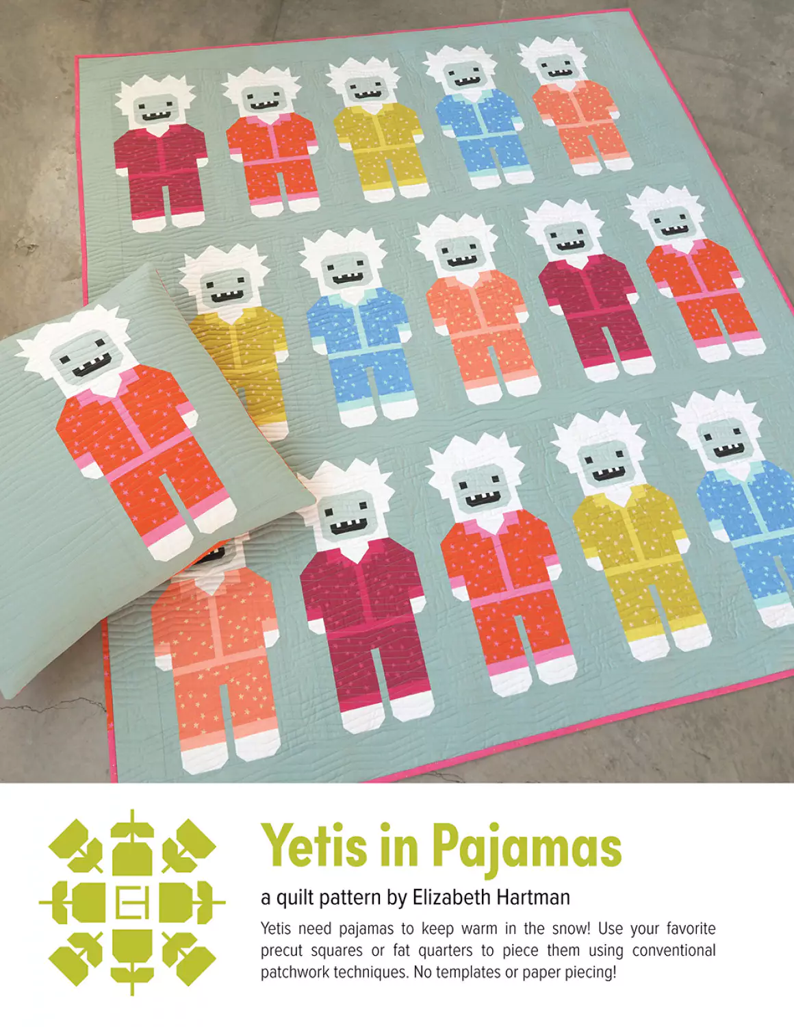 Yetis in Pajamas Pattern by Elizabeth Hartman