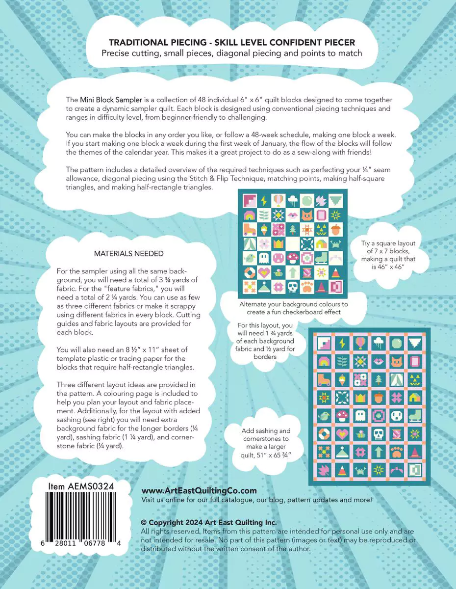 Art East Mini Block Sampler Quilt Pattern