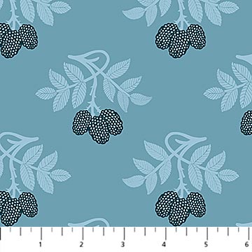 Bramble & Bloom by Katie O'Shea for Figo Fabrics, Berries, Blue