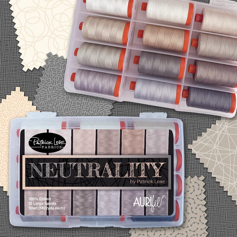Aurifil 12 Spool 50wt Thread Collection, Neutrality by Patrick Lose