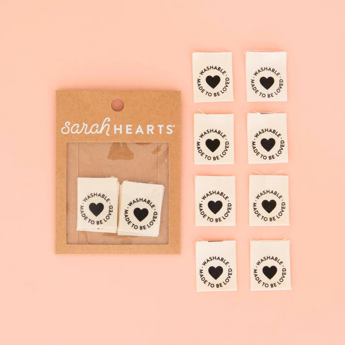 Sarah Hearts - Washable Label 8 pcs Organic Cotton