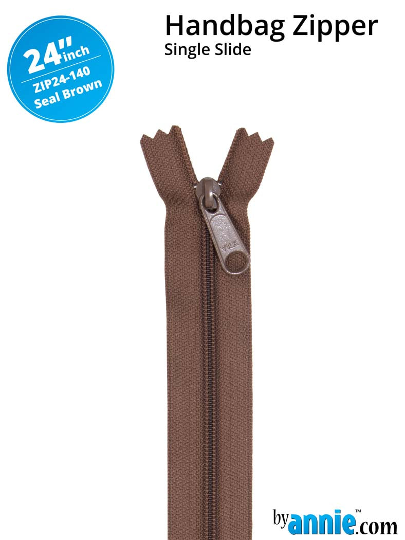 By Annie, 24" Single Slide Zipper, Seal Brown
