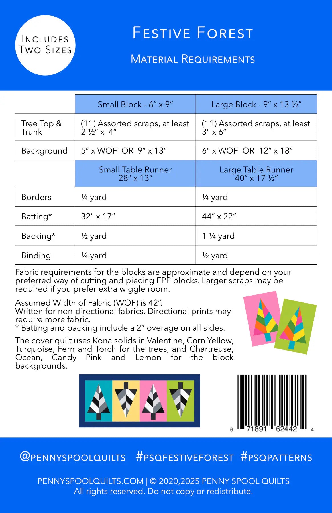 Penny Spool Quilts Patterns, Festive Forest Table Runner