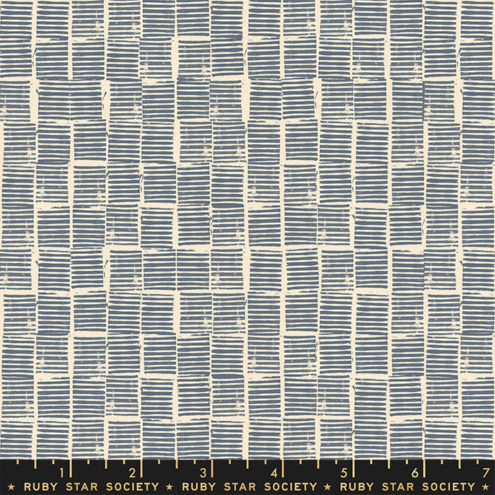 Heirloom by Alexia Abegg for Ruby Star Society, Stripe Stamp - Blue Slate