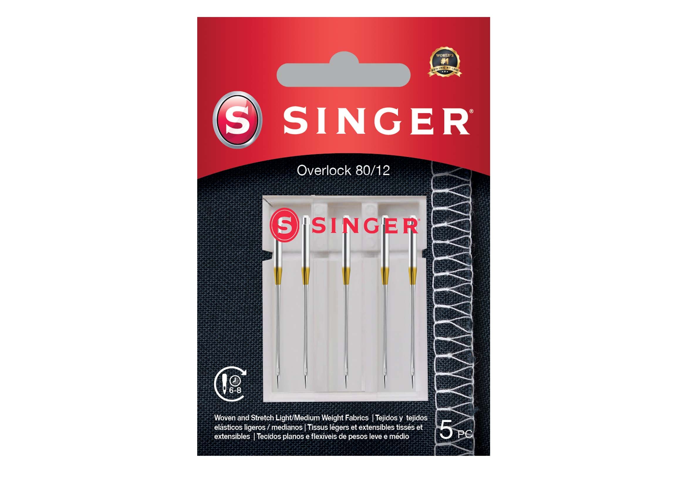 Singer Overlock Needles Size 80 - 5 pack