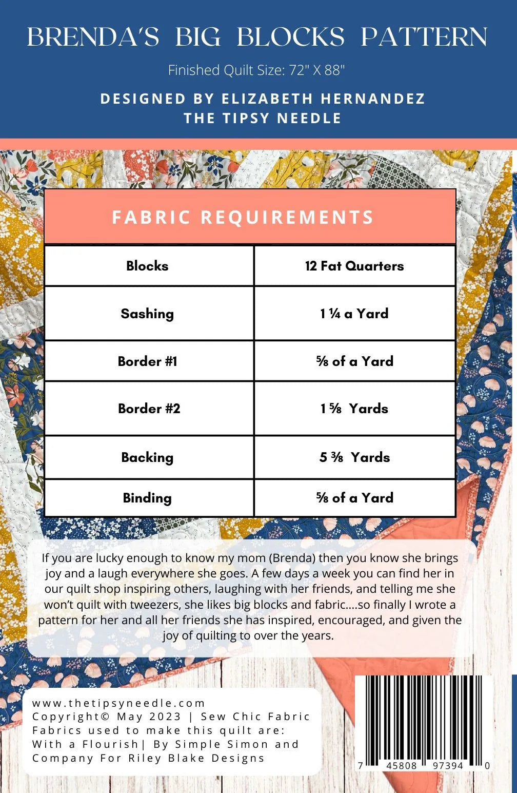 Brenda's Big Blocks Quilt Pattern