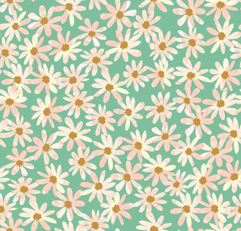 Flower Market by Wee Blue Bell for Lewis & Irene, Daisy Chain, Mint