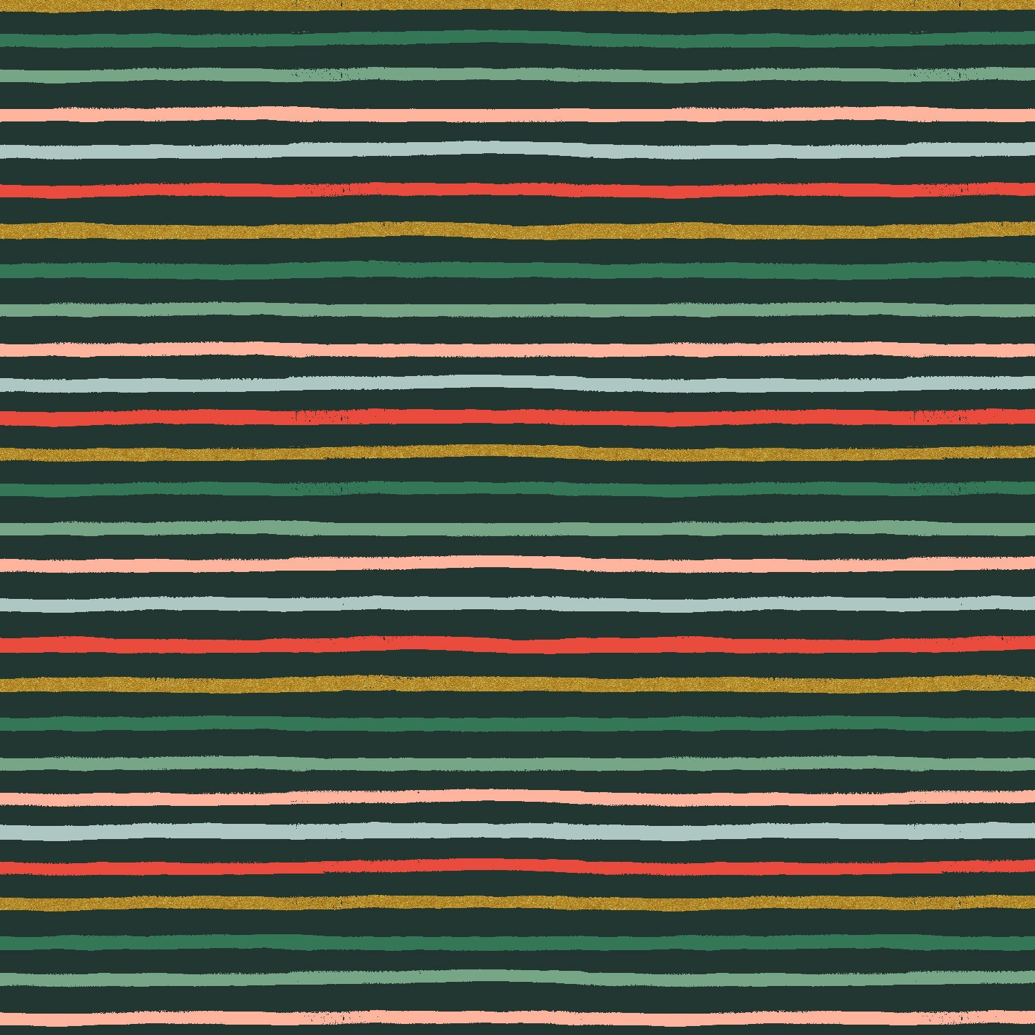 Holiday Classics by Rifle Paper Co, Festive Stripes in Evergreen Metallic