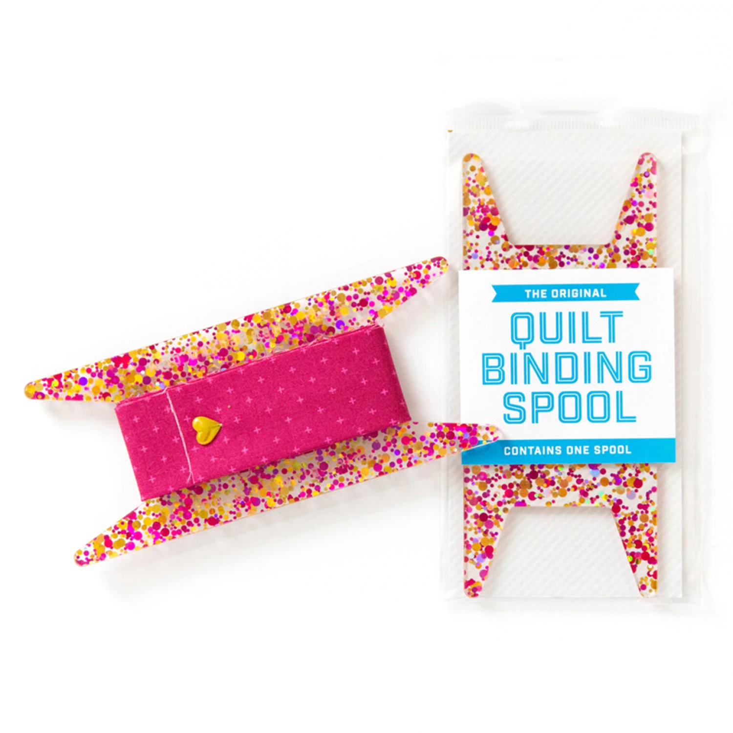Quilt Binding Spool, Pink & Gold Glitter