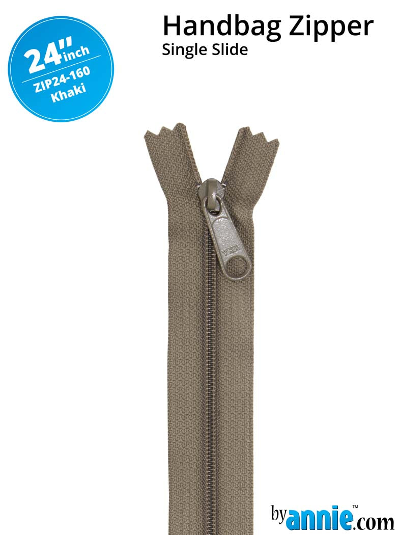 By Annie, 24" Single Slide Zipper, Khaki