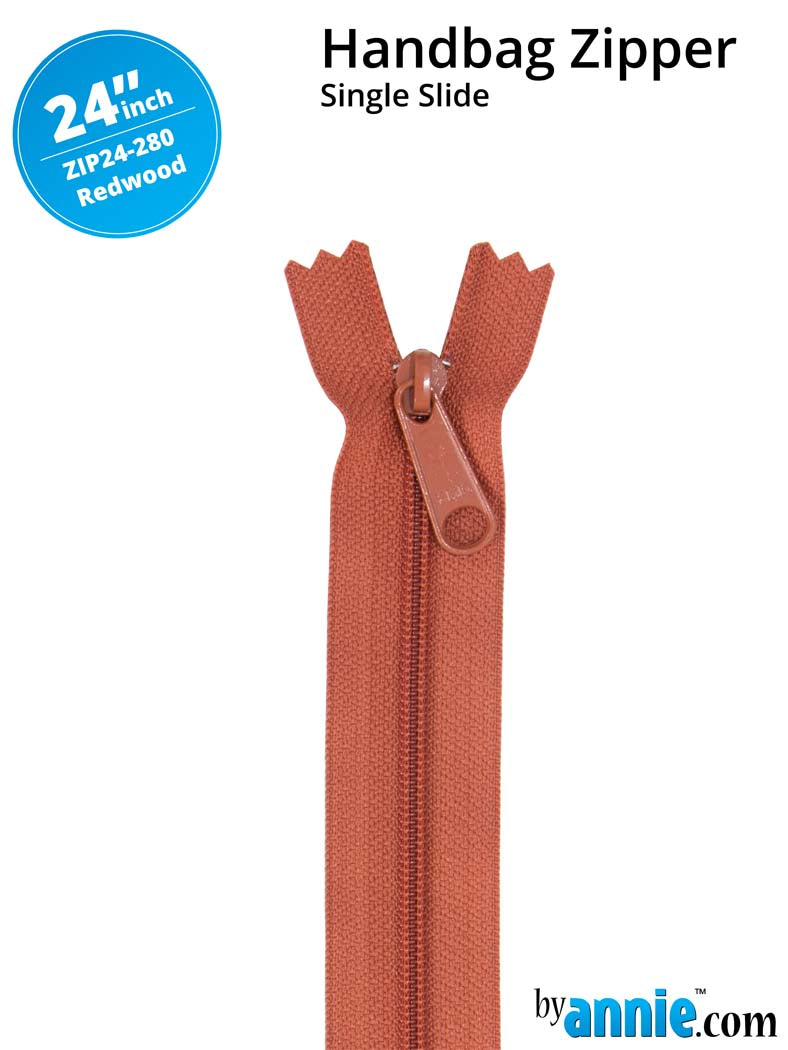 By Annie, 24" Single Slide Zipper, Redwood
