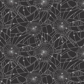 Halloween II by Rifle Paper Co., Spiderwebs Metallic - Black and Silver
